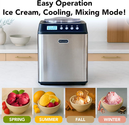 ICM-201SB Upright Automatic Ice Cream Maker with Built-In Compressor, No Pre-Freezing, LCD Digital Display, 2.1 Quart Capacity, Black