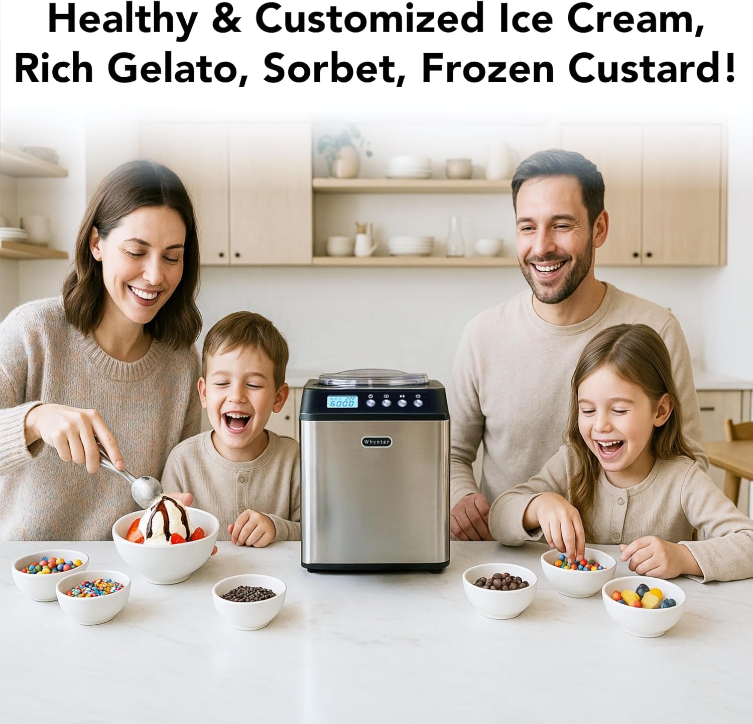 ICM-201SB Upright Automatic Ice Cream Maker with Built-In Compressor, No Pre-Freezing, LCD Digital Display, 2.1 Quart Capacity, Black